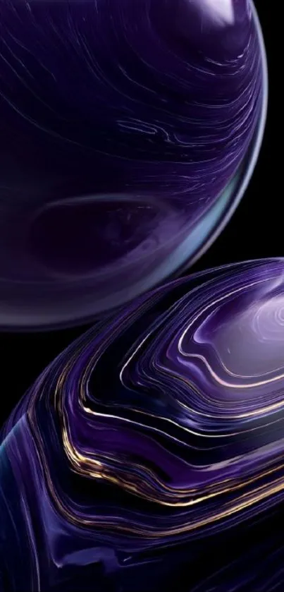 Elegant purple marble waves with glossy finish on a mobile wallpaper.