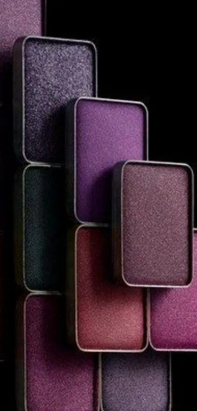 Colorful purple rectangles on black background mobile wallpaper.