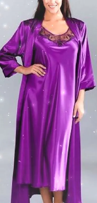 Elegant purple nightwear fashion wallpaper for mobile.