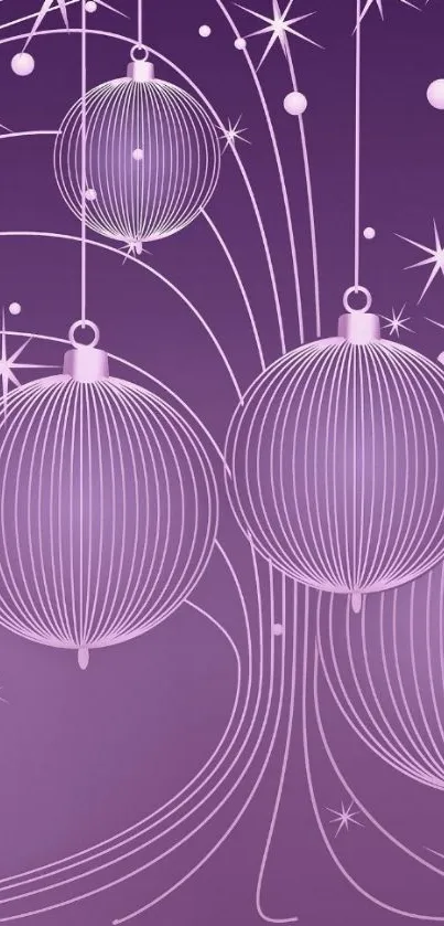 Elegant purple wallpaper with artistic orbs and celestial lines.