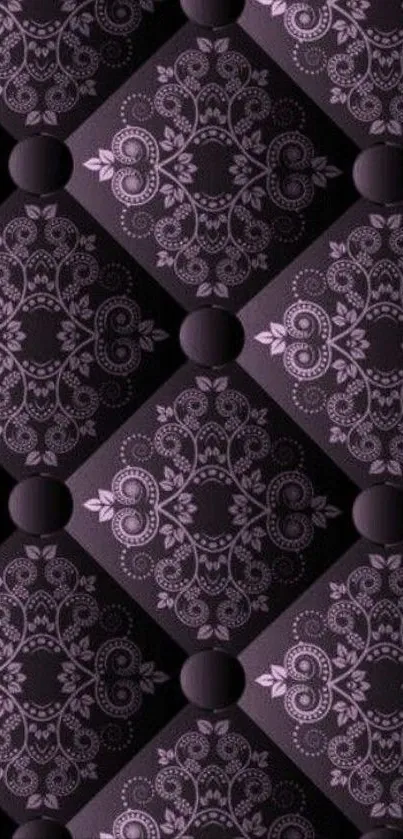 Intricate purple patterned wallpaper design.
