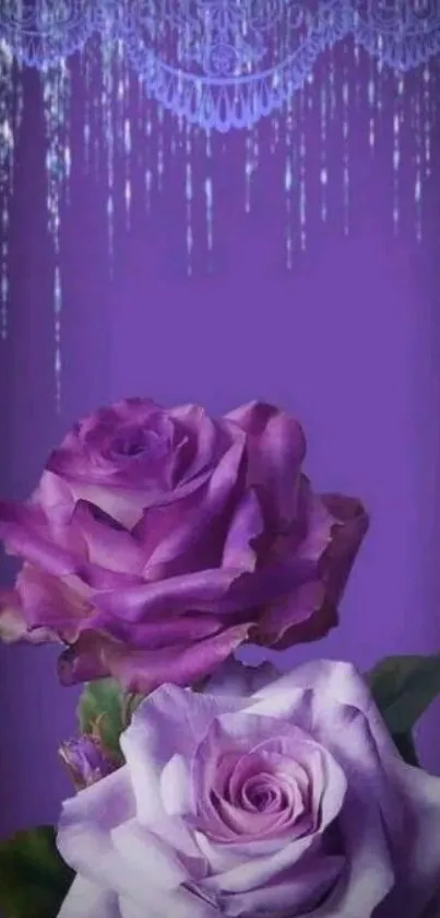 Purple rose wallpaper with lace details