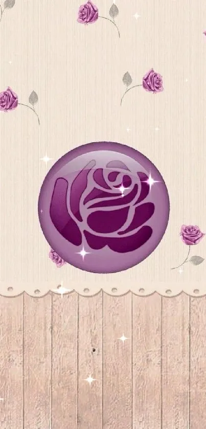 Elegant mobile wallpaper with purple rose design.