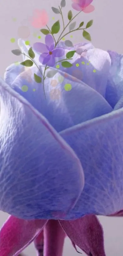 Elegant lavender rose with delicate floral design.