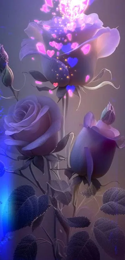 Elegant purple rose mobile wallpaper with soft lighting.