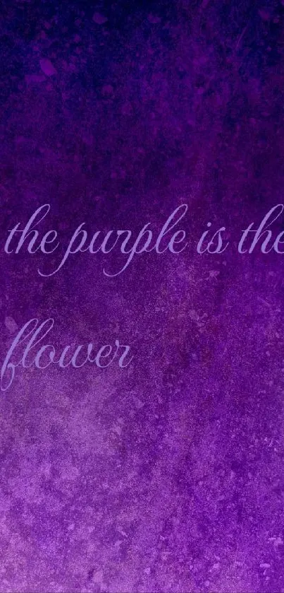 Elegant purple textured wallpaper with inspirational phrase.