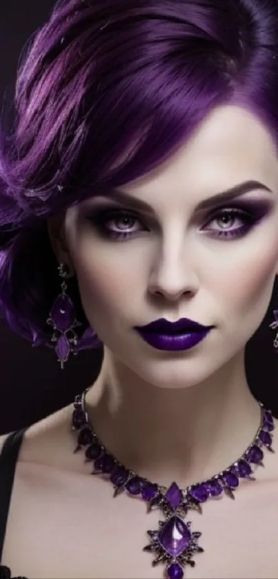 Elegant portrait with purple theme and jewelry