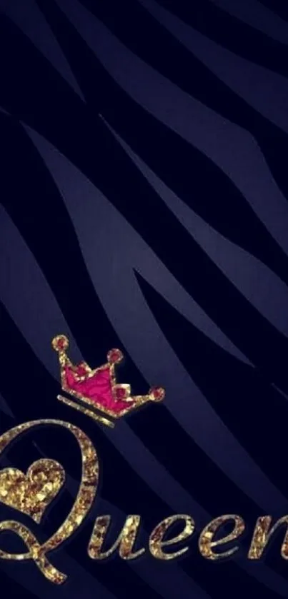 Luxurious black wallpaper with gold 'Queen' text and pink crown.