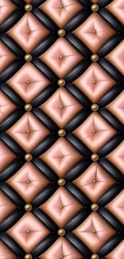 Luxurious geometric quilted pattern on wallpaper.