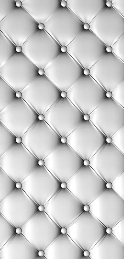 Elegant white quilted wallpaper with padded texture for mobile.