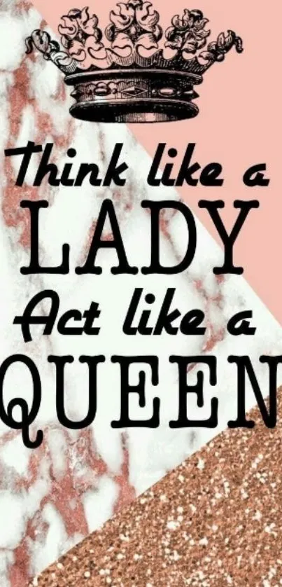 Inspirational queen quote wallpaper with crown and stylish design.