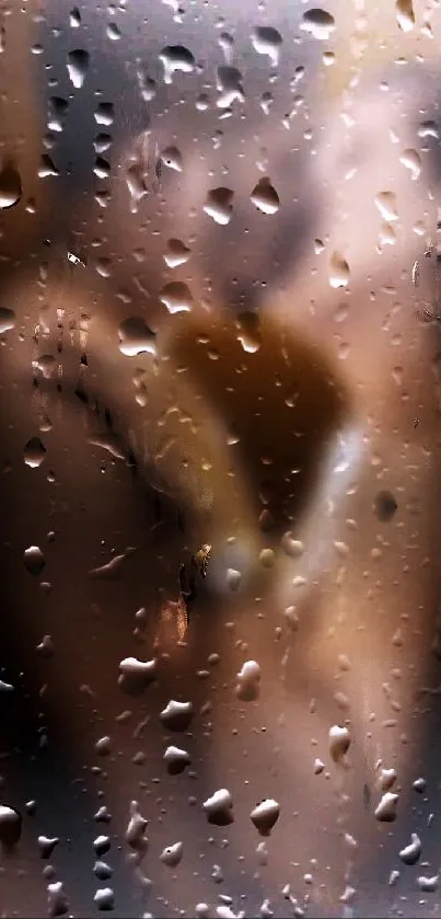 Elegant blurred window with raindrops on glass.