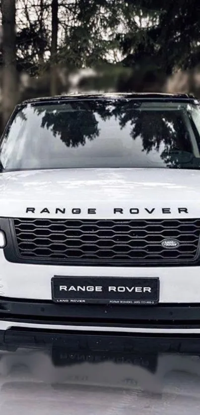 Front view of a luxurious Range Rover in white.