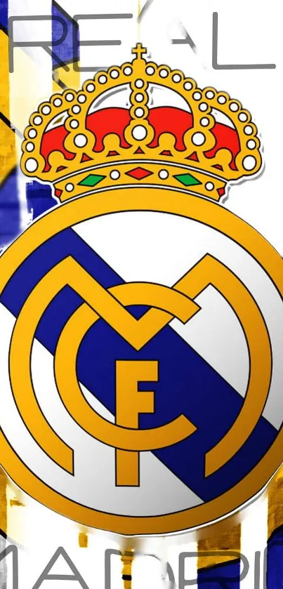 Real Madrid emblem with gold accent art.