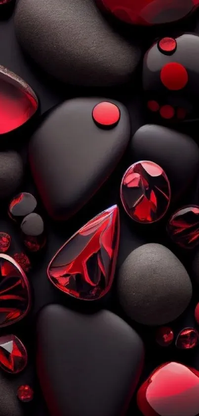 Elegant red and black stones wallpaper for mobile.