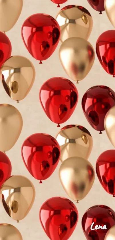 Red and gold balloons mobile wallpaper.