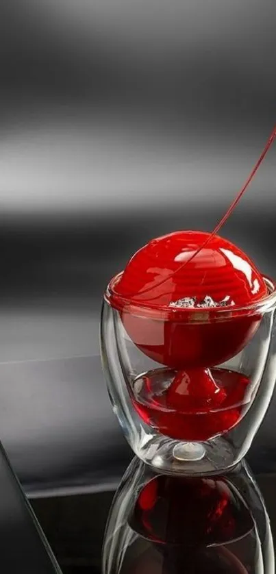 Red elegant abstract art in a glass sphere, perfect for modern decor.