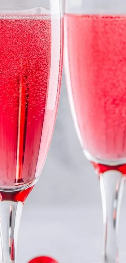 Elegant red cocktail with raspberries.