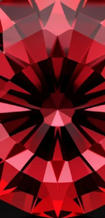 Red crystal geometric pattern wallpaper with vibrant shades.