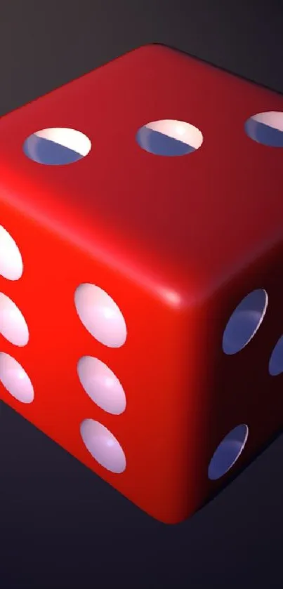 3D red dice with a shadow on dark background