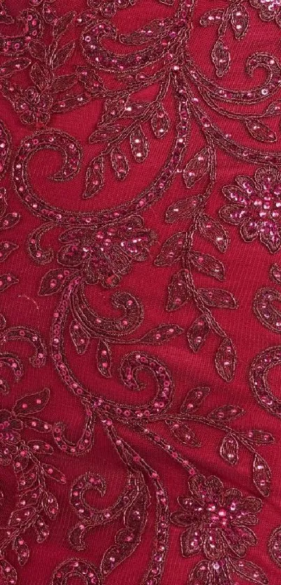 Elegant red floral lace pattern for mobile wallpaper.