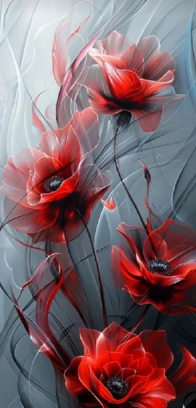 Elegant red flowers design wallpaper with artistic flair.