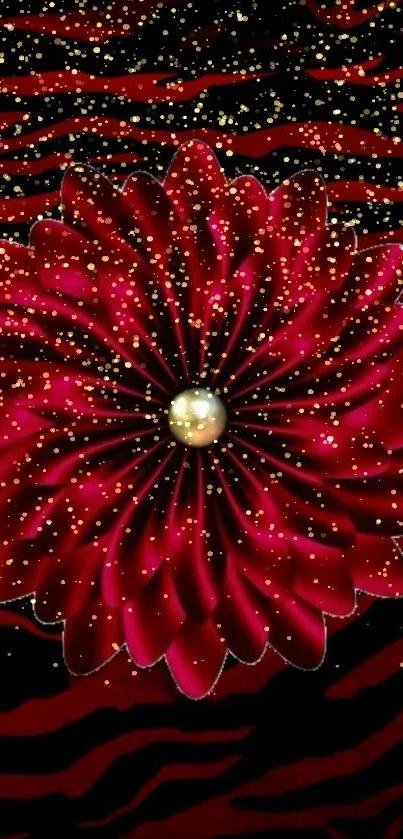 Elegant red flower on black background with a luxurious flair.