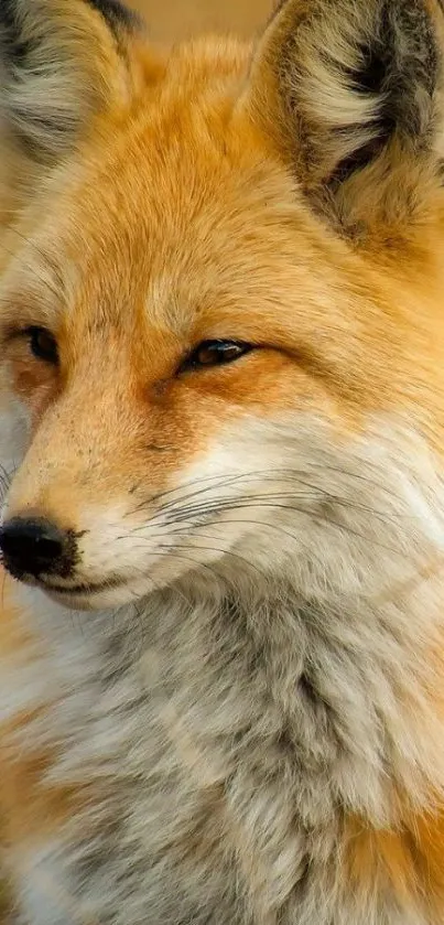 Close-up portrait of a red fox in a serene natural setting.