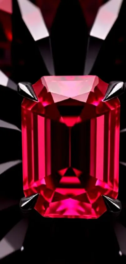 Elegant red gemstone mobile wallpaper on a dark backdrop.