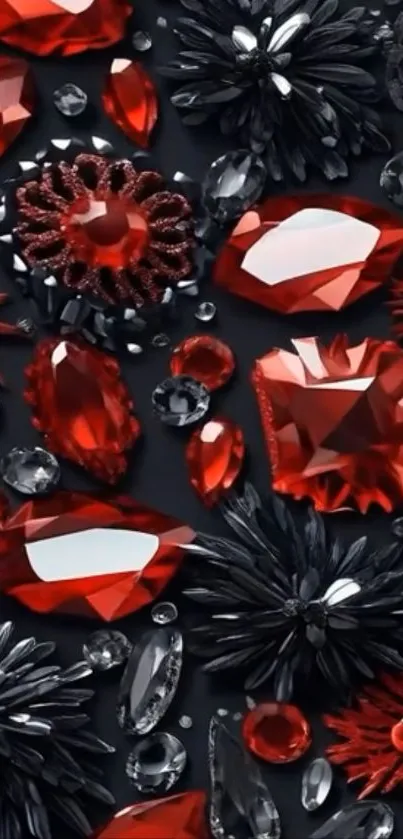 Beautiful mobile wallpaper with red gemstones and crystals.