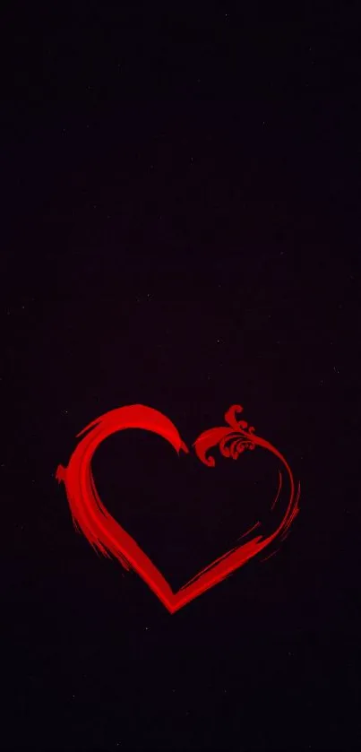 Elegant red heart on dark mobile wallpaper, showcasing a stylish design.