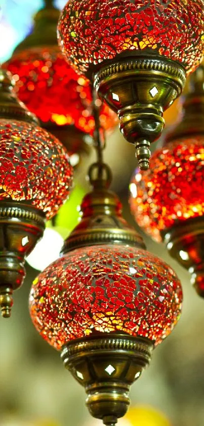 Beautiful ornate red lantern design mobile wallpaper.