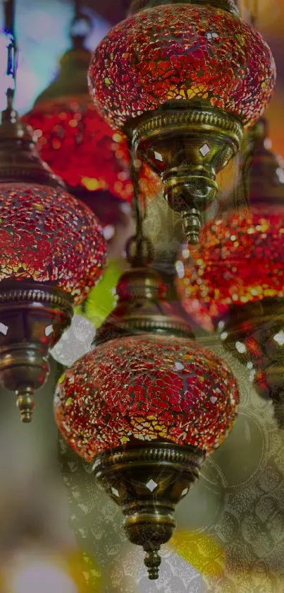 Mobile wallpaper featuring elegant red decorative lanterns.