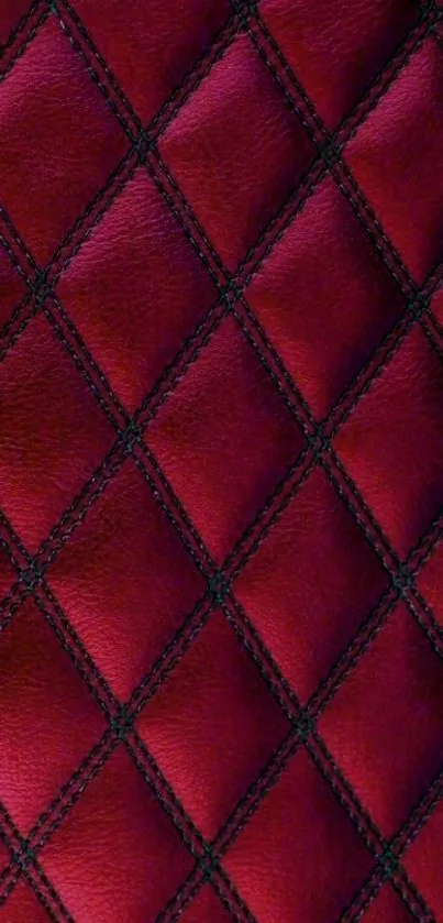Quilted red leather mobile wallpaper with diamond pattern.
