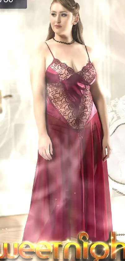 Elegant red lingerie fashion wallpaper design.