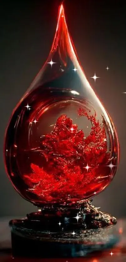 Stunning red liquid drop art wallpaper for mobile devices.