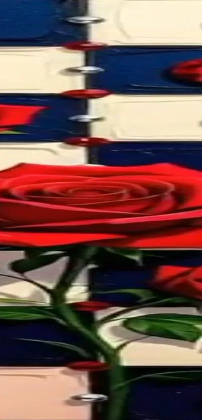 Elegant red rose on decorative background wallpaper.