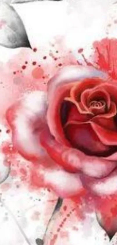 Red rose watercolor artistic wallpaper for mobile phone.