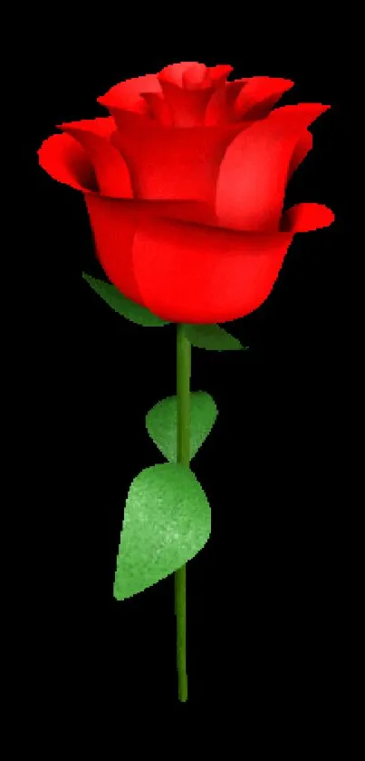 Elegant red rose illustration on a black background.