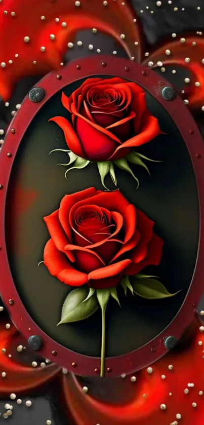 Vibrant red roses with elegant dark background for mobile wallpaper.