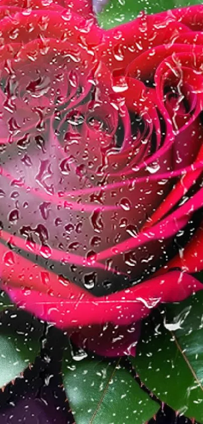 Red rose with a dark purple background designed for mobile wallpaper.