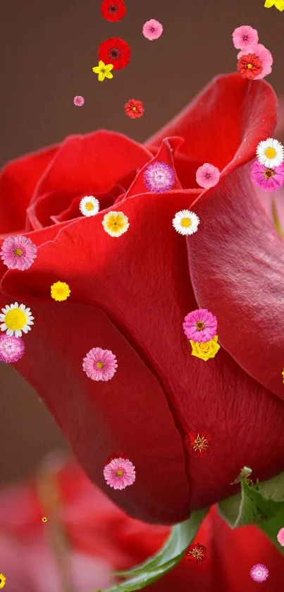 Close-up of vibrant red rose in elegant bloom.