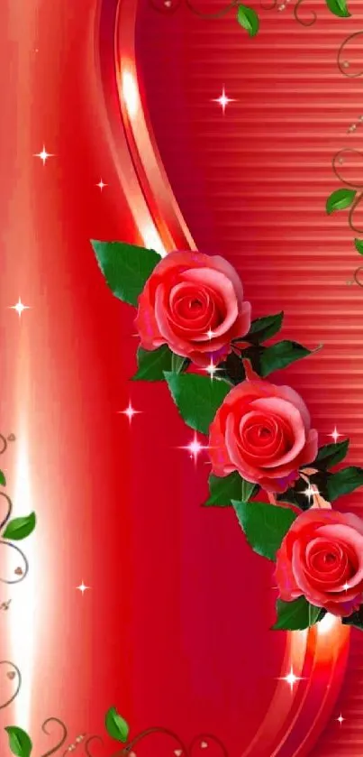 Red rose floral wallpaper for mobile background.