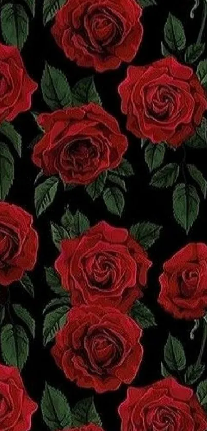 Red roses on a dark background mobile wallpaper, elegant and stylish design.