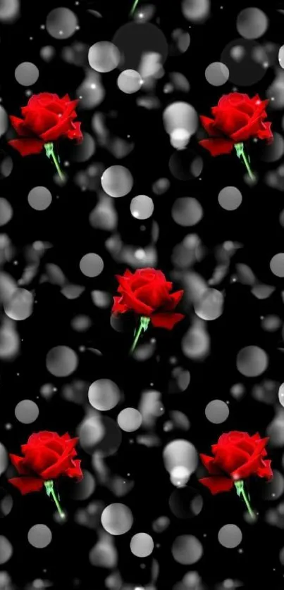 Red roses on black background wallpaper.