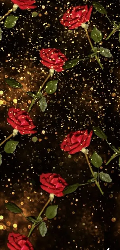 Elegant red roses on a dark festive background wallpaper.