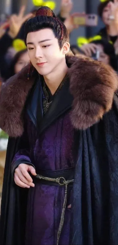 Regal figure in a luxurious purple robe.