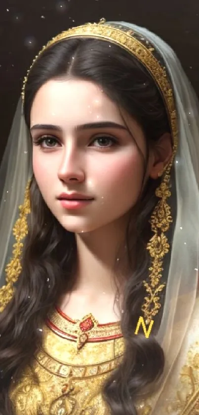 Elegant regal portrait with gold details.