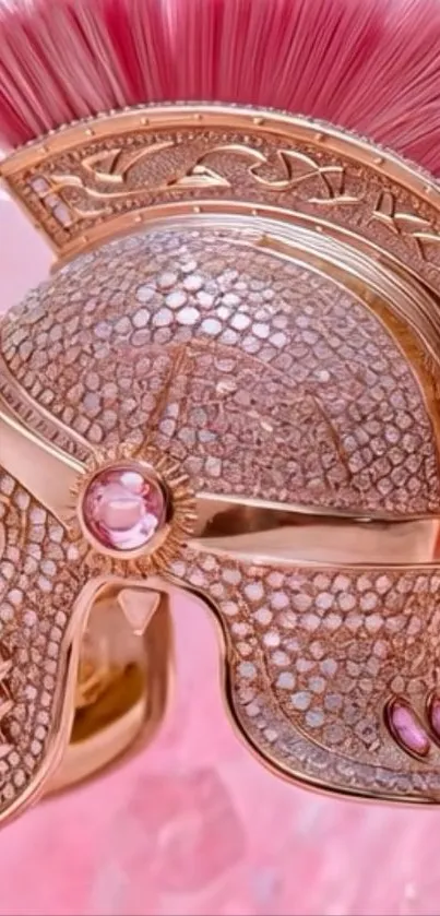 Luxurious Roman helmet with pink plumage.