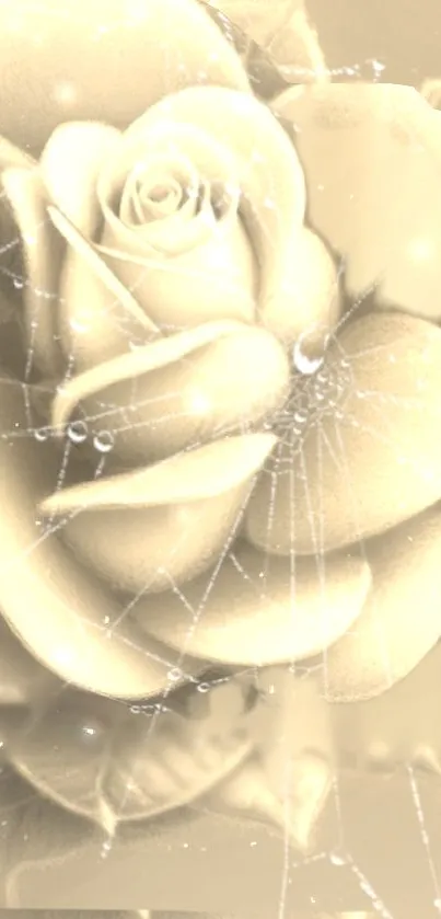 Elegant beige rose with spider web design.